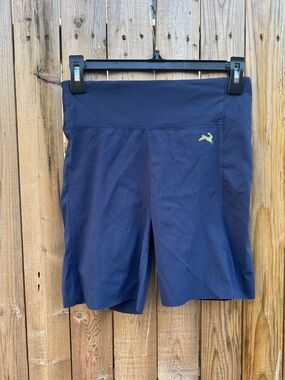 Tracksmith Navy Bike Shorts with Gold Logo